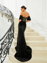 Off Shoulder Velvet Evening Dress